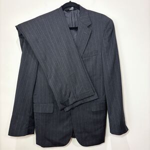 Jos A Bank 100% Wool Pant Suit Sport Coat Blazer 2-piece Mens 39R Gray Pinstripe